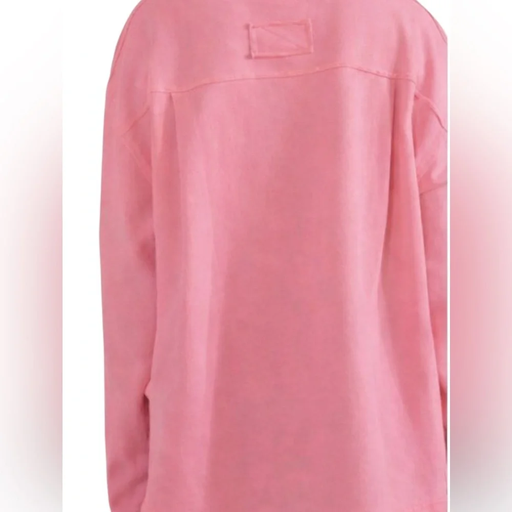 Sage + Fig Soft Tie-Dye Wash Eyelet Bow Cotton Oversized Boho Pink Sweatshirt - Picture 2 of 3